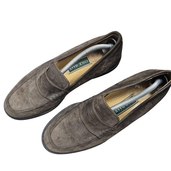 Cole Haan Shoes Mens 11.5 Brown Suede Penny Loafers Slip On Vibram Quiet Luxury - Picture 2 of 8